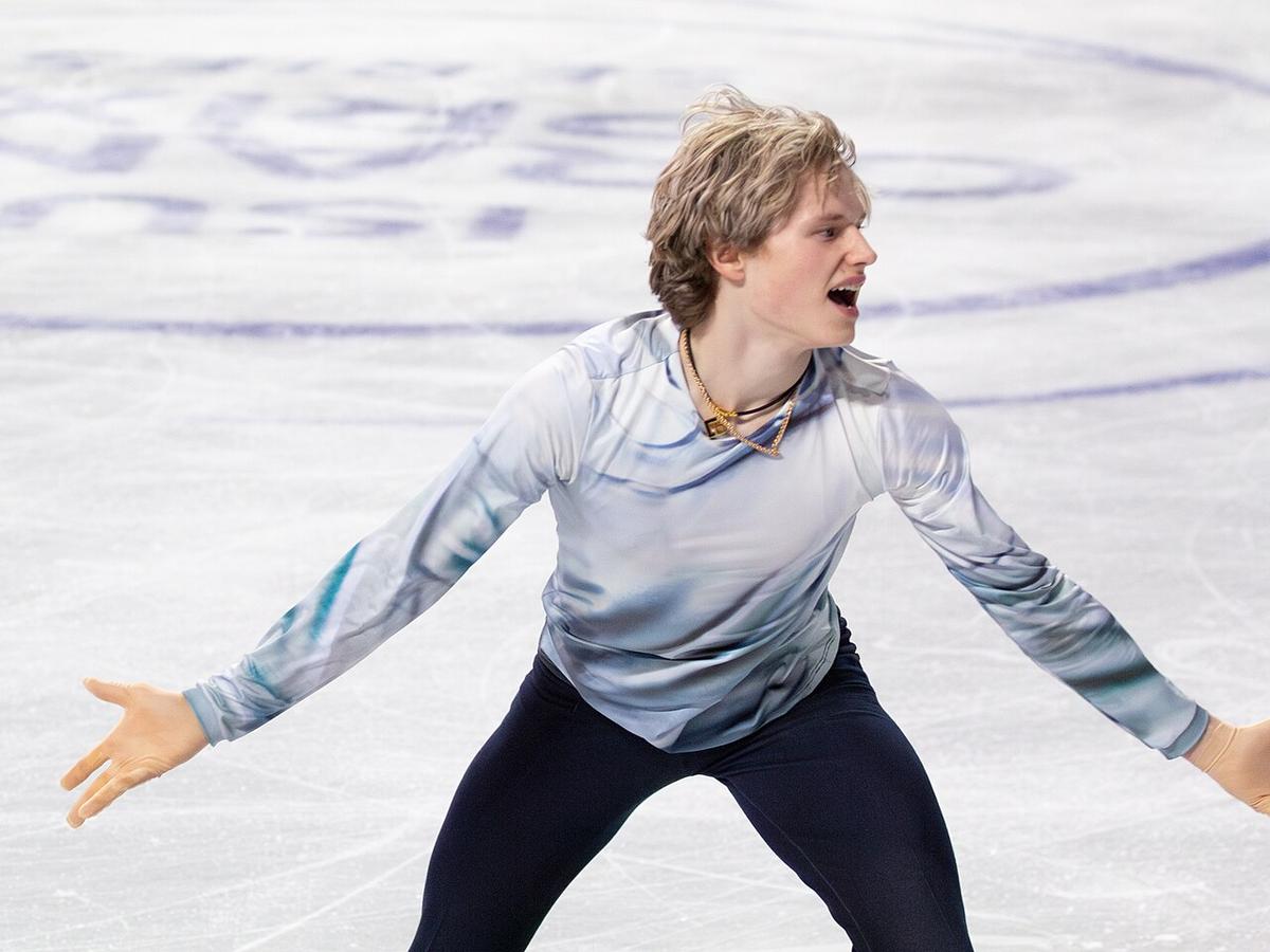 Above- Ilia Malinin performing for United States during the men&rsquo;s short program at Skate Canada 2024 in Halifax, Nova Scotia. Photo by SpiritedMichelle on Wikimedia Commons (CC BY-SA 4.0) .jpeg