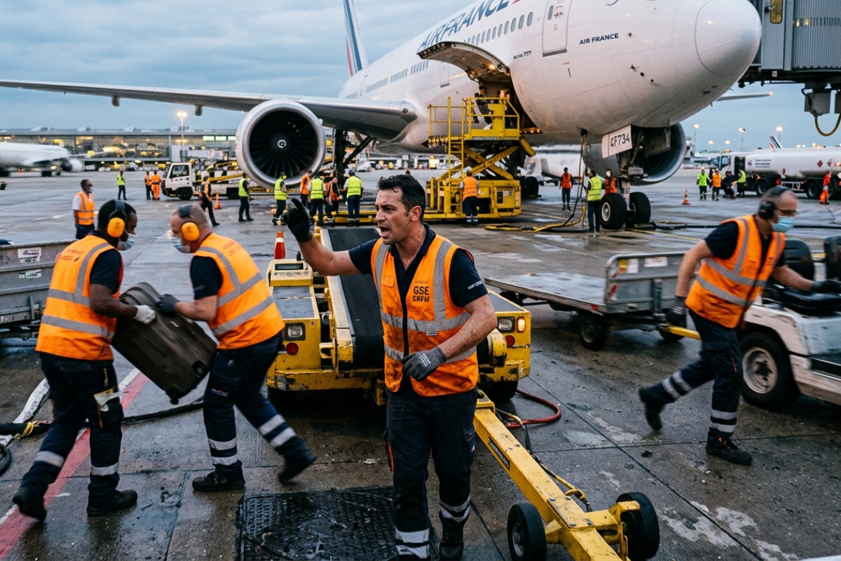 Airport Chaos Crew Working Hard