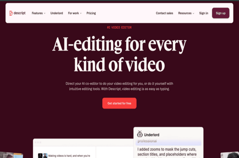Descript Screenshot UI