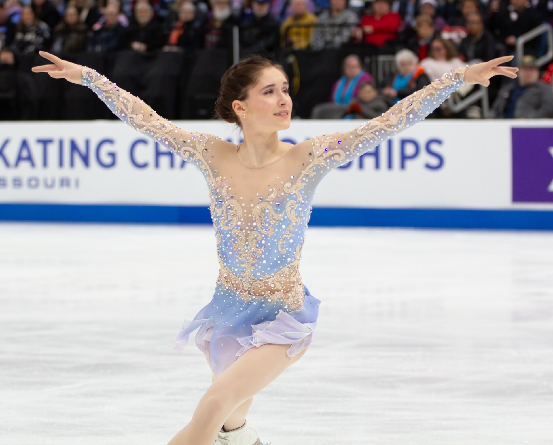 Isabeau Levito performs during the women&rsquo;s free program at the 2026 U.S. National Championships.