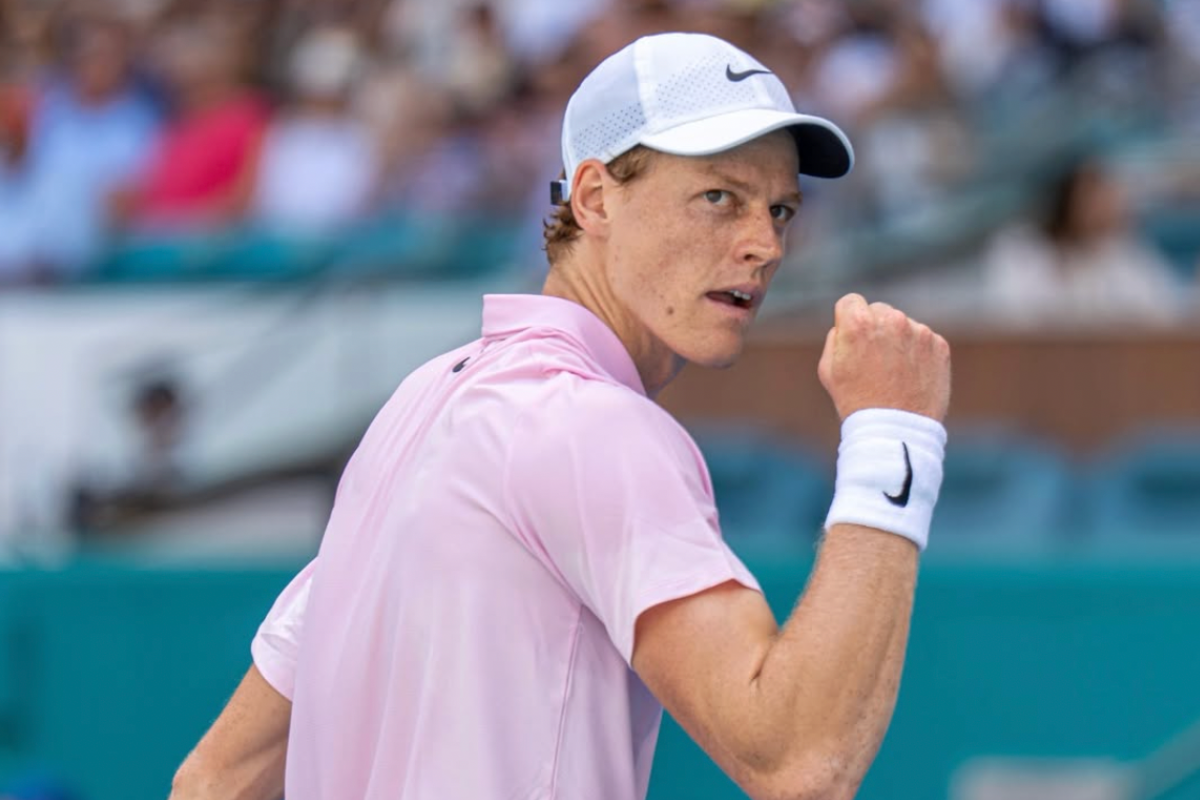 Jannik Sinner at Miami Open Pink Shirt