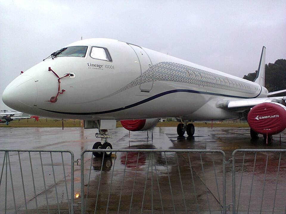 Embraer Lineage 1000E at stand