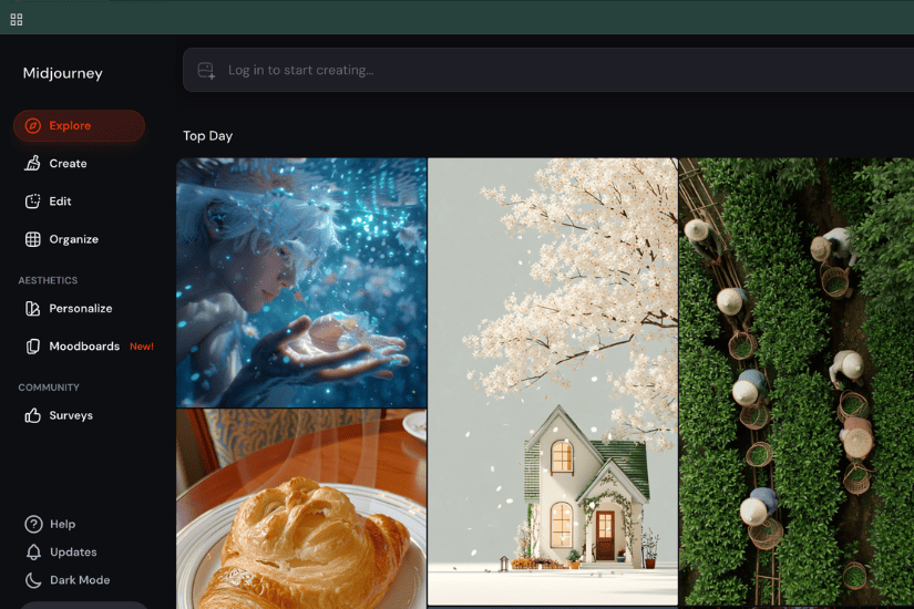 Midjourney Main Page Screenshot AI