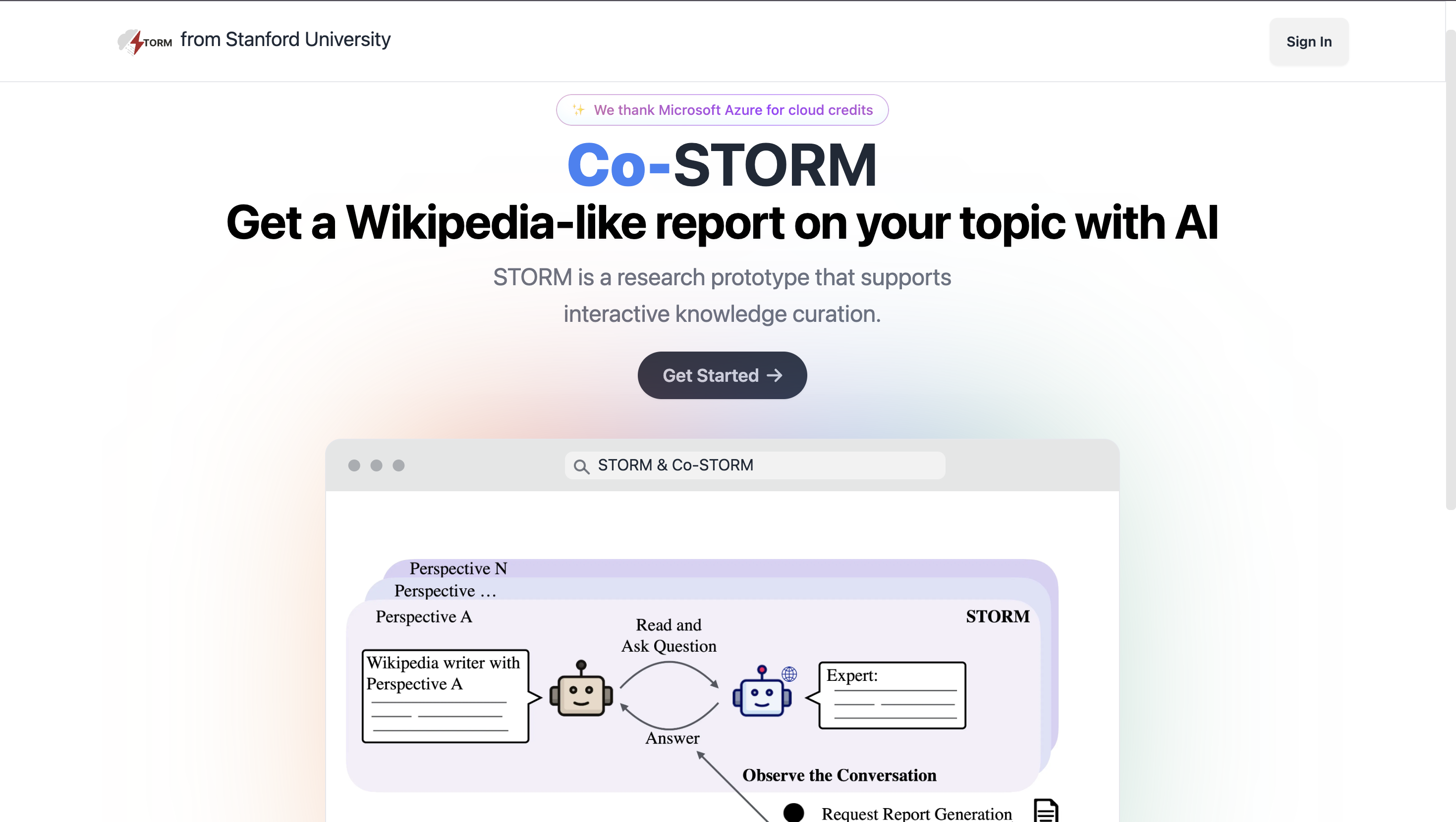 STORM screenshot- AI agent