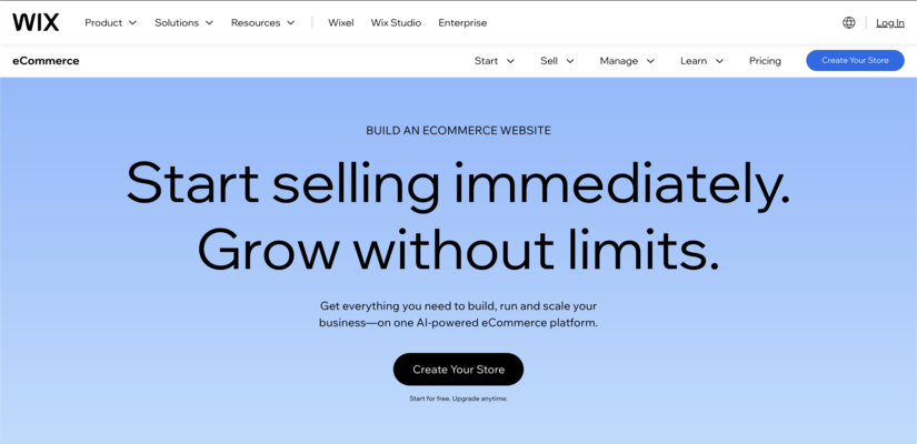 Wix Ecommerce website