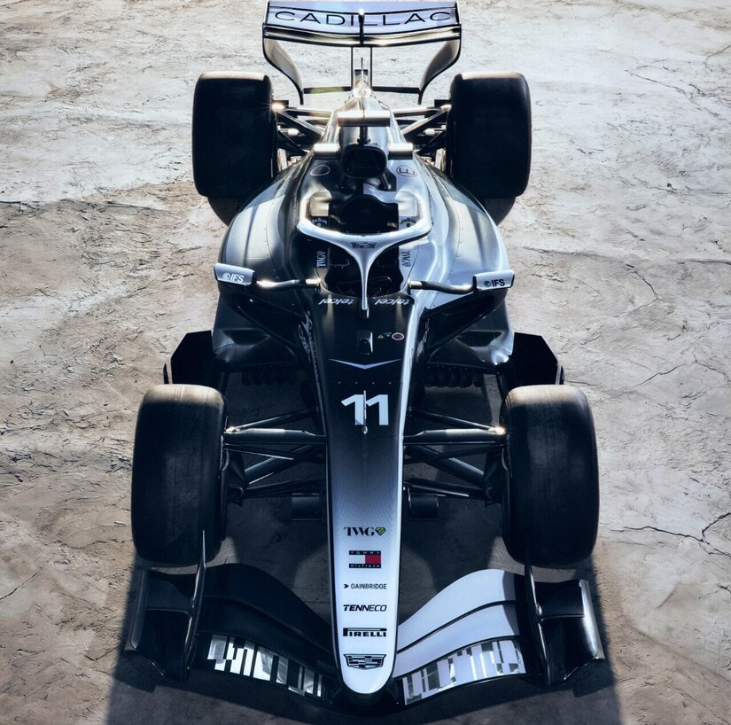The New Cadillac F1 car revealed on social media. 
