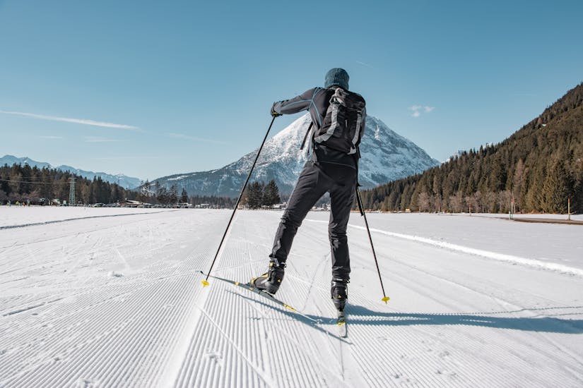Cross-country skiing in scenic Tirol landscape  More info  Share